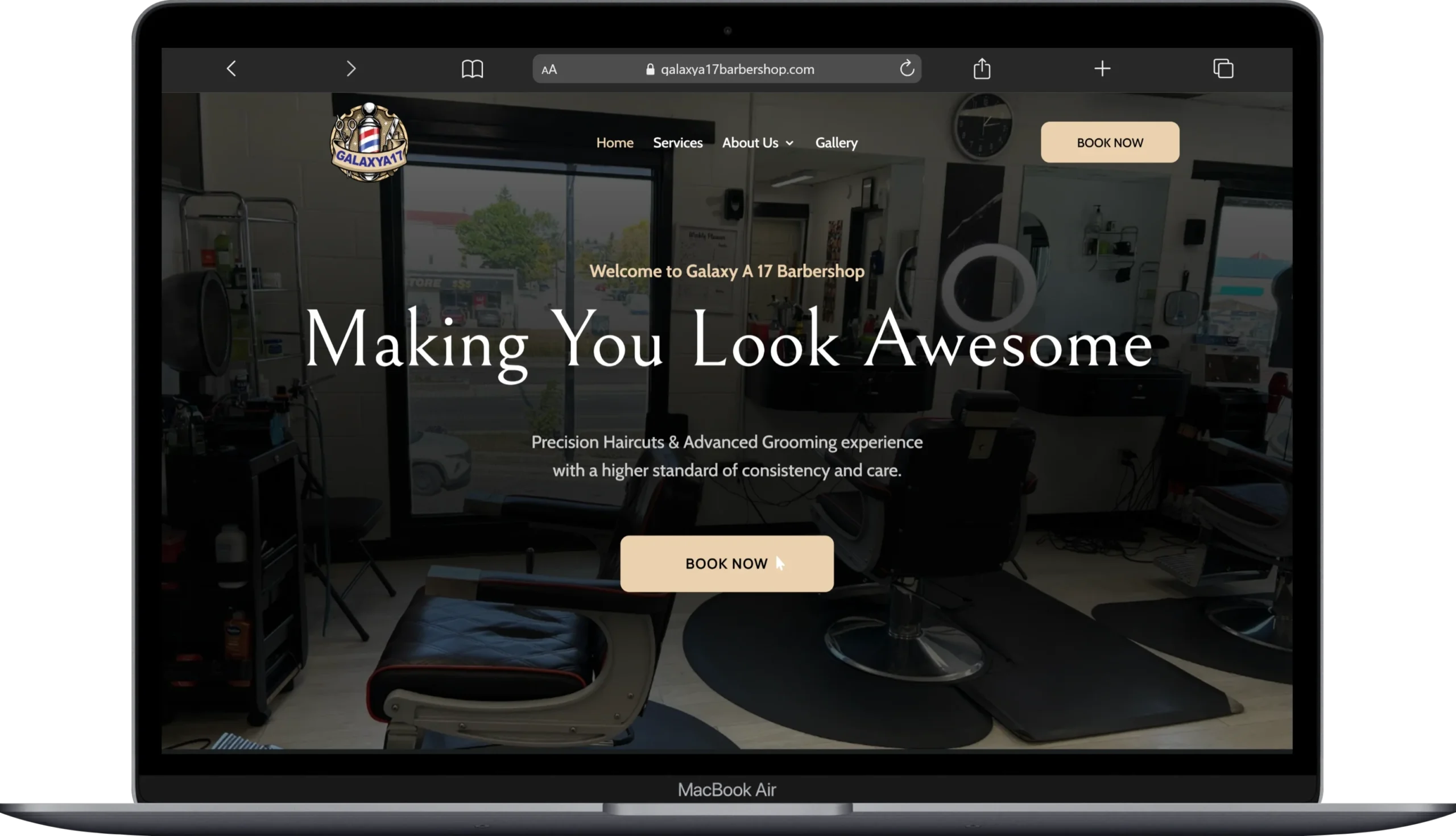 Website Mockup of a barbershop in Calgary