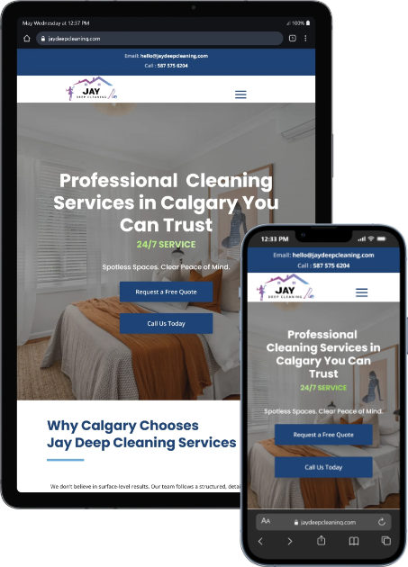 Website mockup for a cleaning company